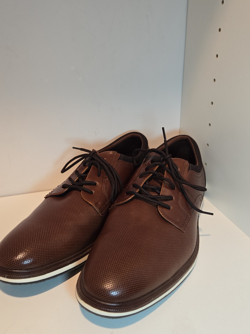 Aldo Men's Brown Lace-Up Oxfords with White Trim